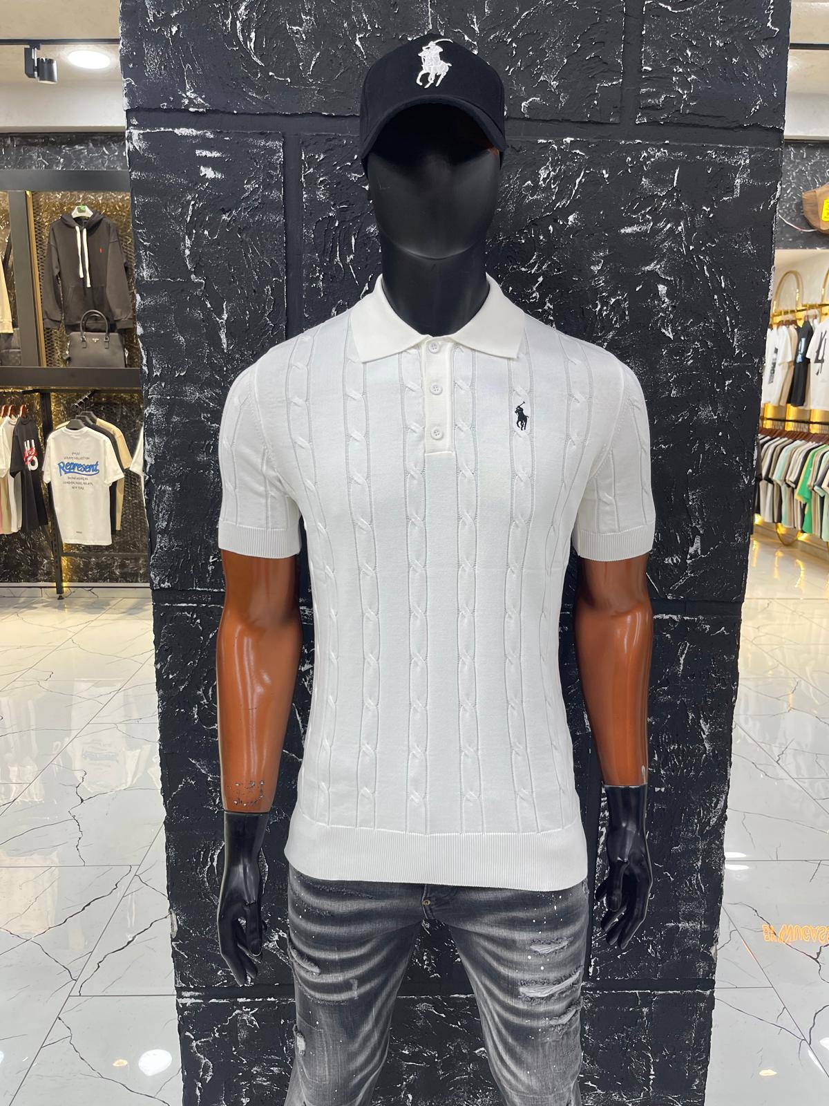 Polo Ralph Lauren Cable Knit Polo Shirt White