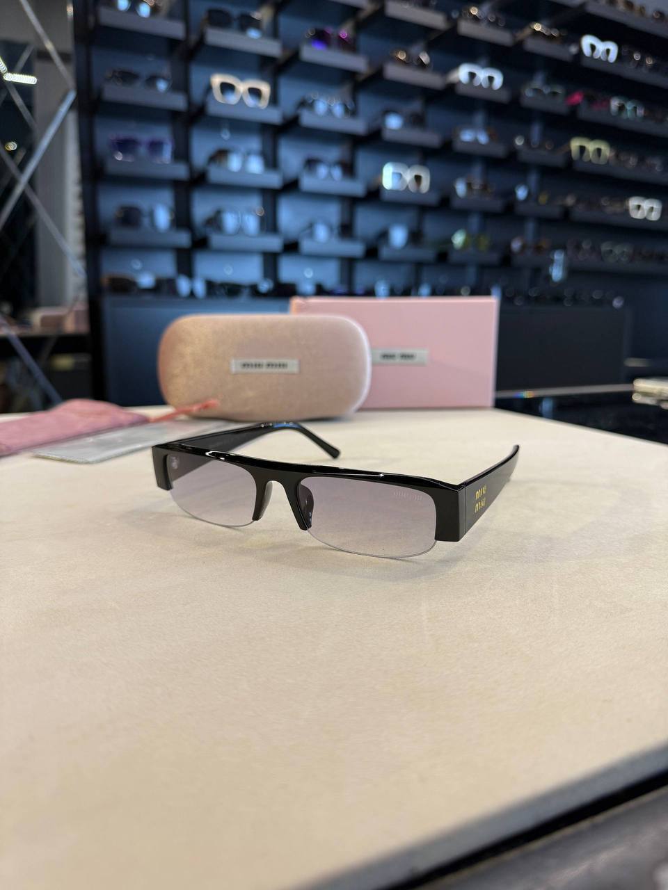 Miu Miu Rectangular Sunglasses Black Frame