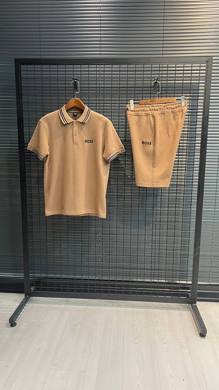 Boss Polo & Shorts Set Beige