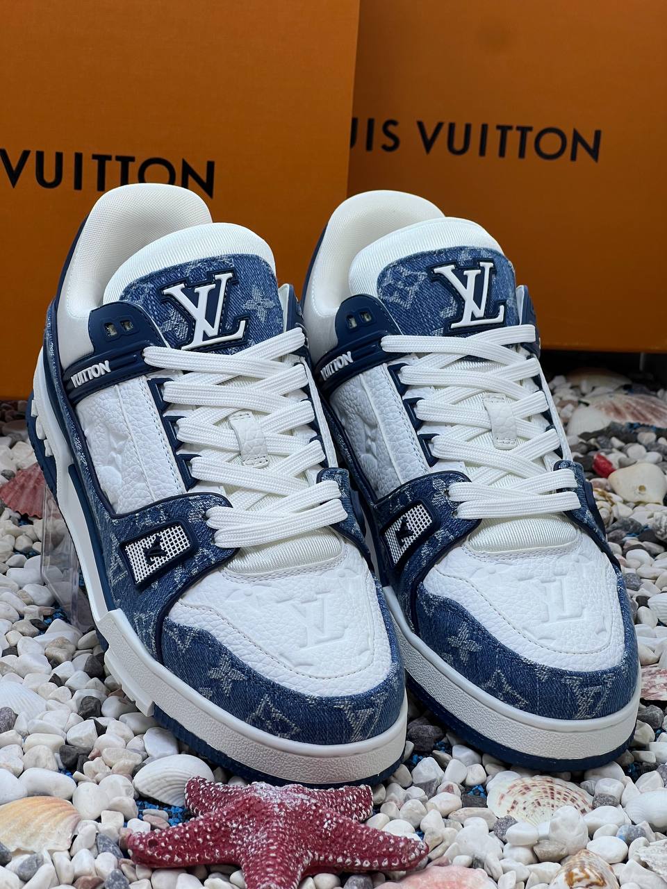 Louis Vuitton Trainer Sneaker Blue Monogram Denim