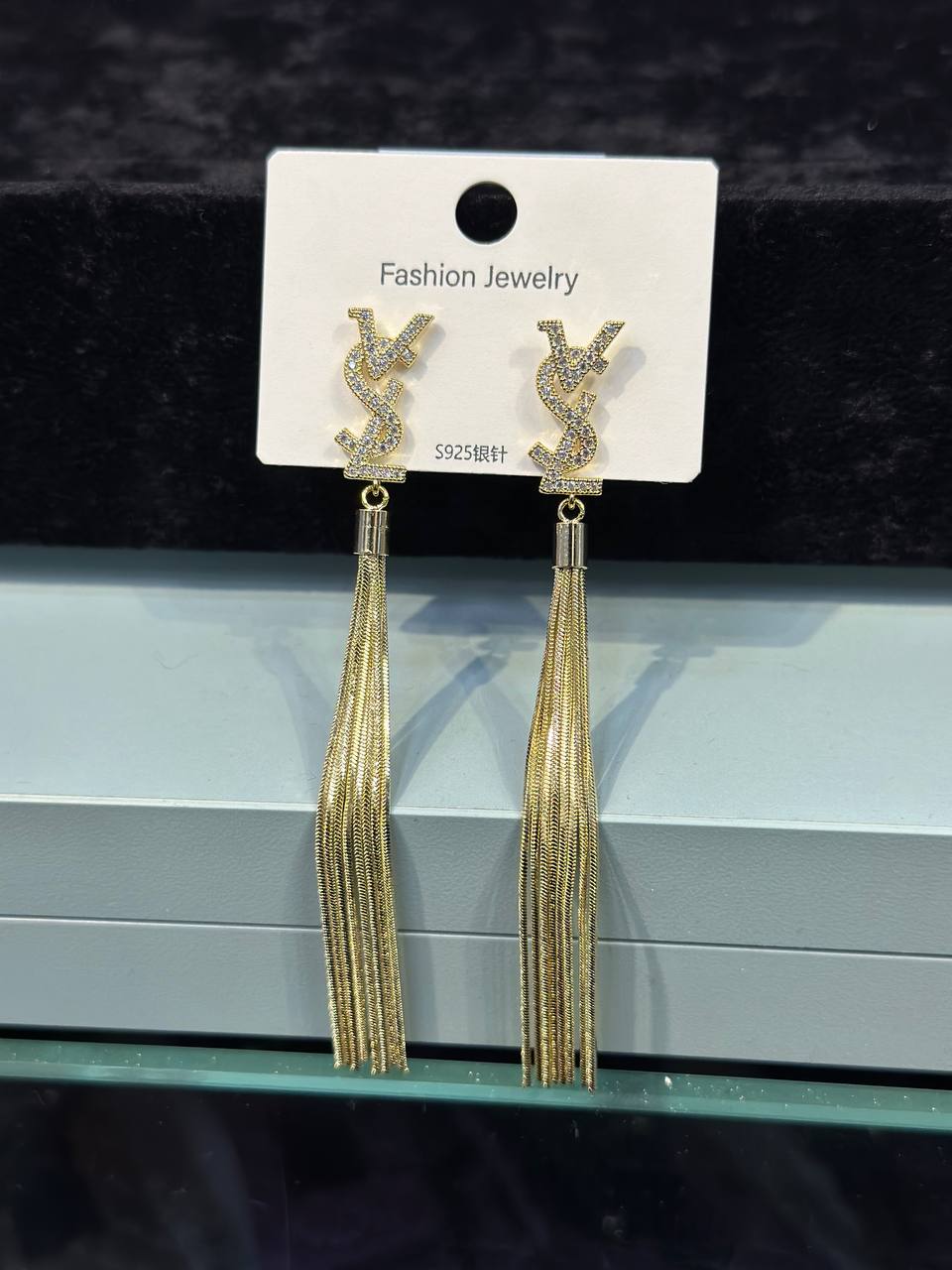 YSL Logo Tassel Gold Earrings