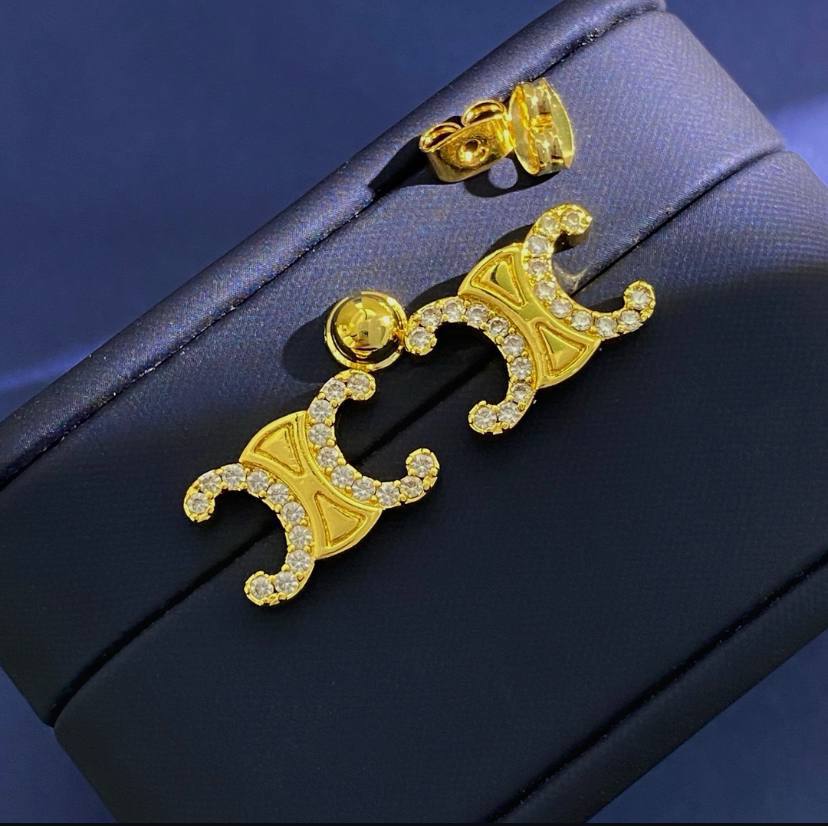 CELINE Triomphe Gold Earrings