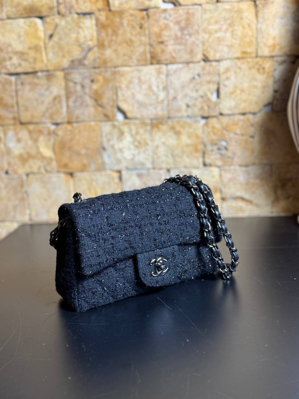 Chanel Tweed Classic Flap Bag Black