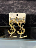 YSL Textured Gold Logo Earrings