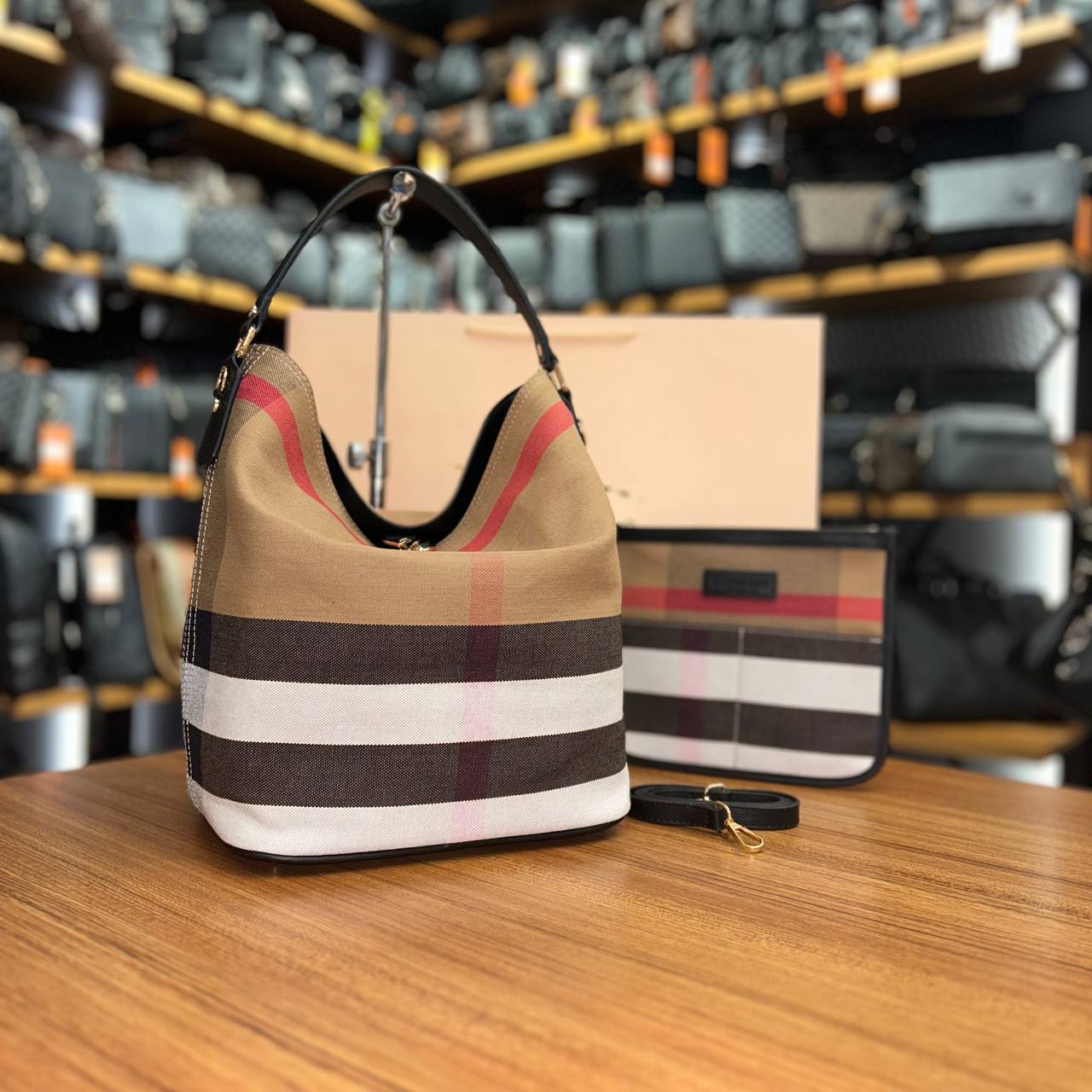 Burberry Vintage Check Shoulder Bag Brown