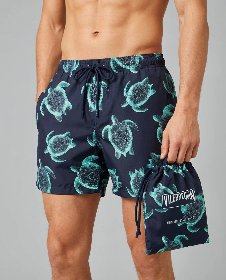 Vilebrequin Turtle Print Swim Shorts Navy