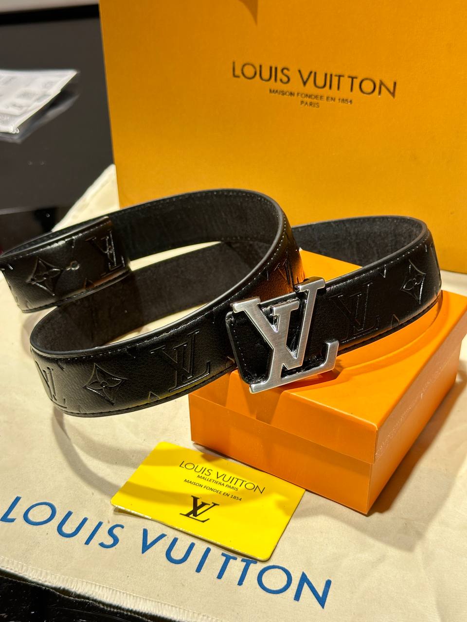 Louis Vuitton LV  Monogram Leather Belt Silver