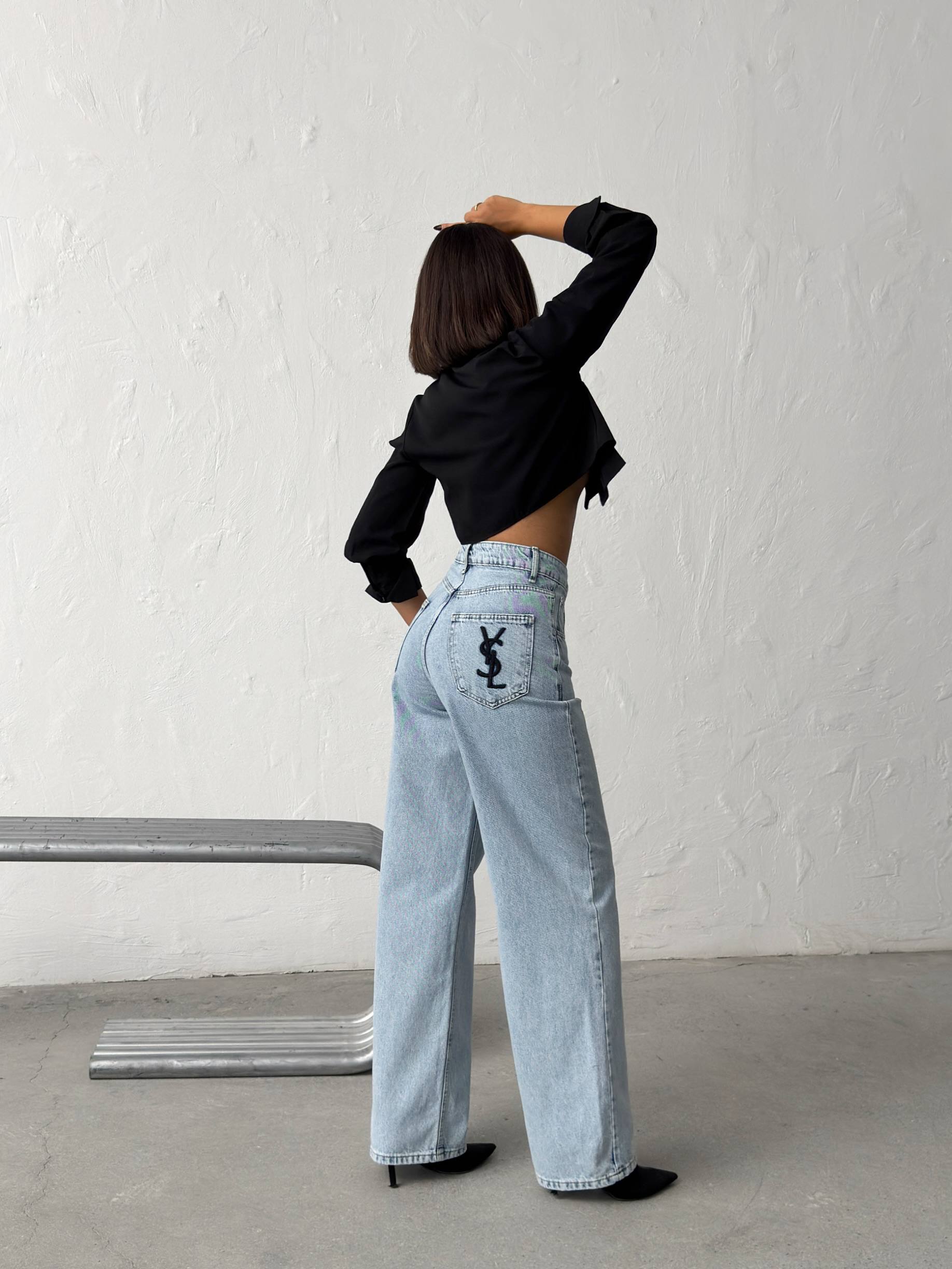 Saint Laurent YSL Logo Jeans Light Blue