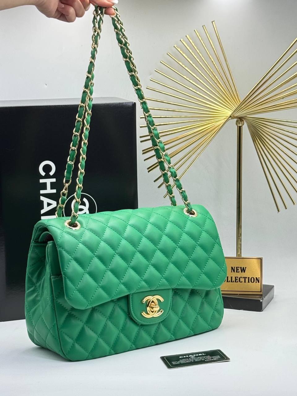 Chanel Classic Flap Bag Green Quilted Leather