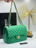Chanel Classic Flap Bag Green Quilted Leather