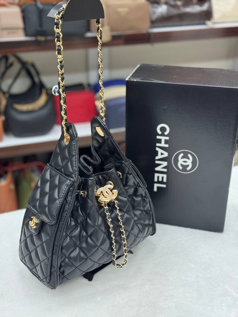 Chanel Gabrielle Hobo Bag Black Quilted Leather