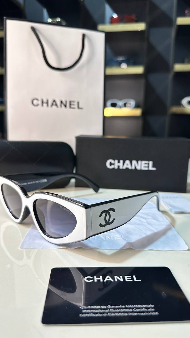 Chanel CC Cat Eye Sunglasses White