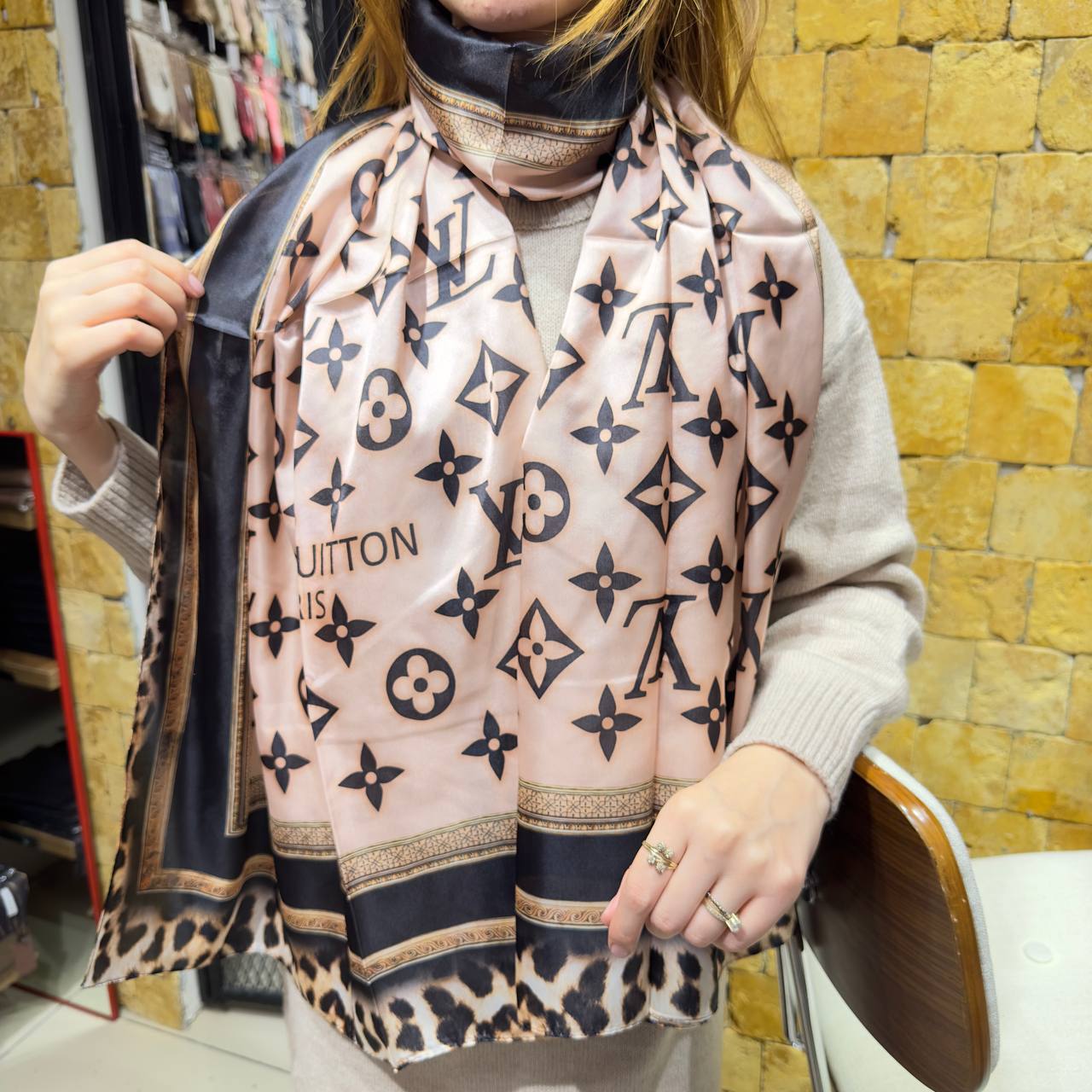 Louis Vuitton Monogram Leopard Print Scarf