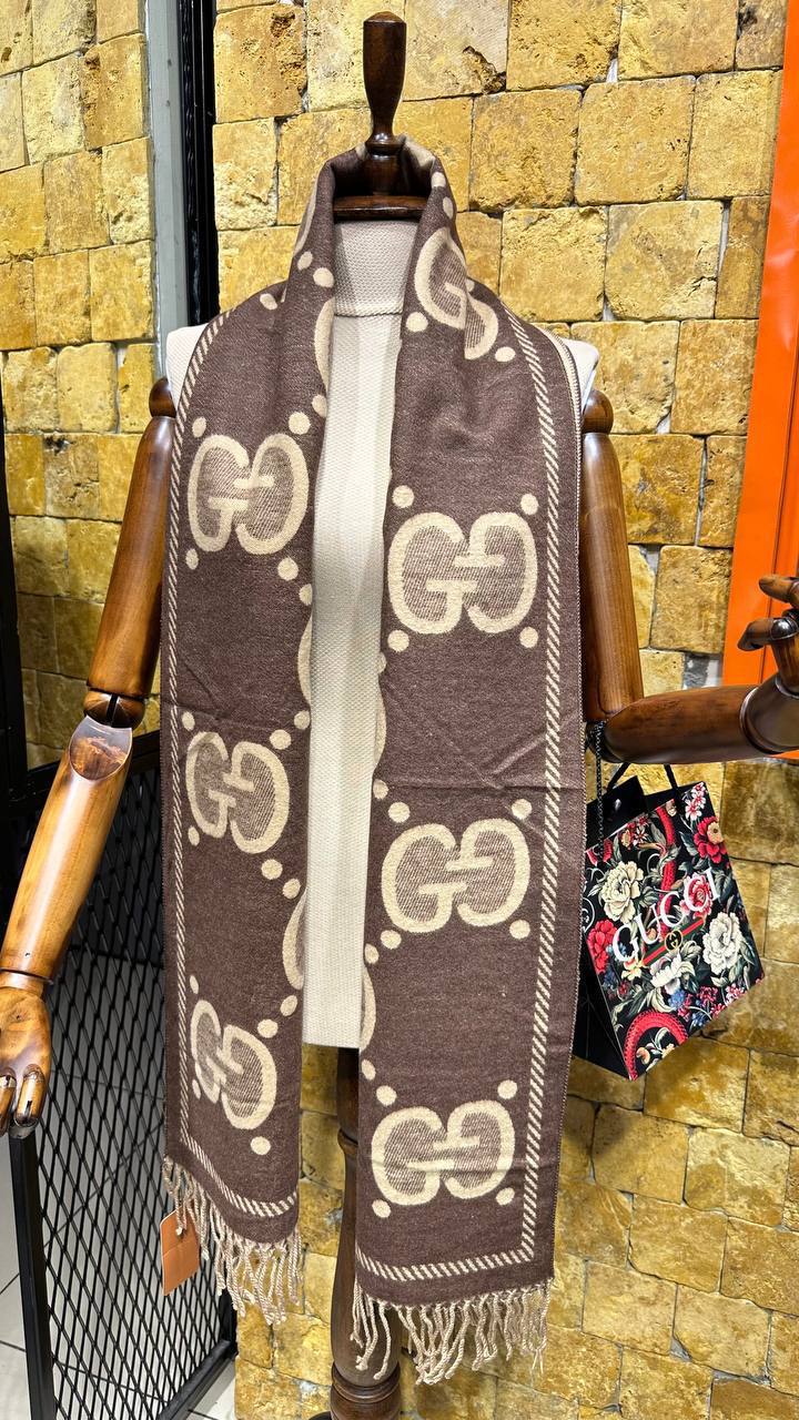 Gucci GG Cashmere Scarf Brown