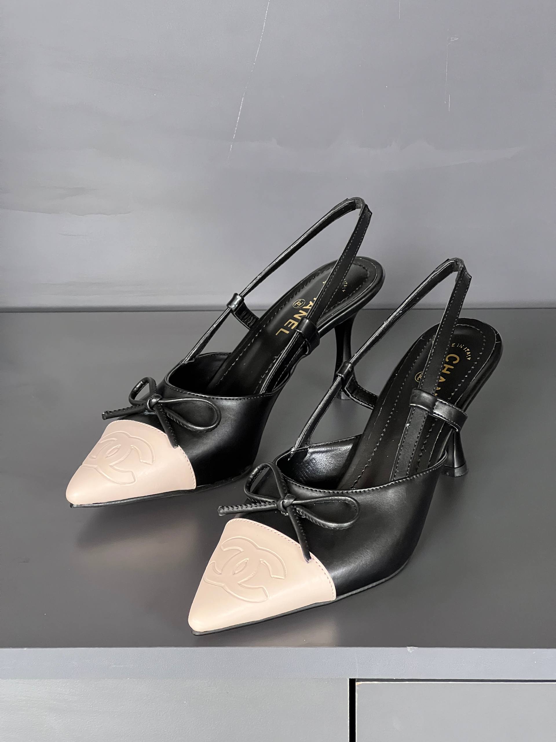 Chanel Slingback Two-Tone Black & Beige