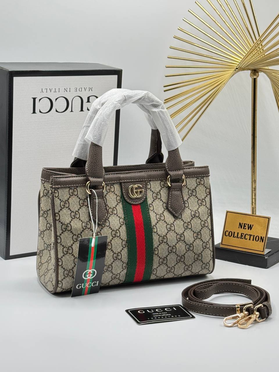 Gucci Ophidia GG Small Tote Bag Brown