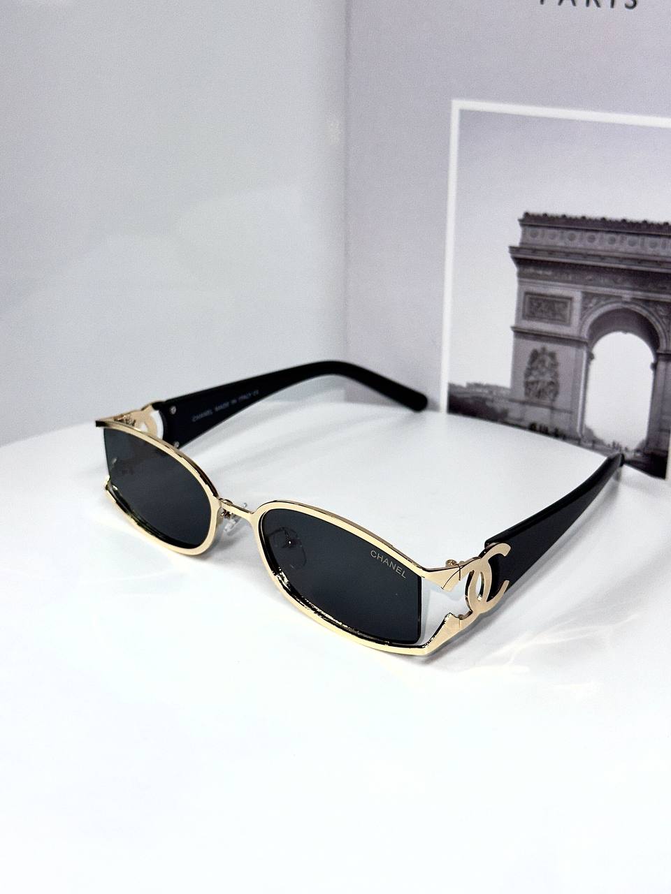 Chanel CC Metal Frame Sunglasses Black & Gold