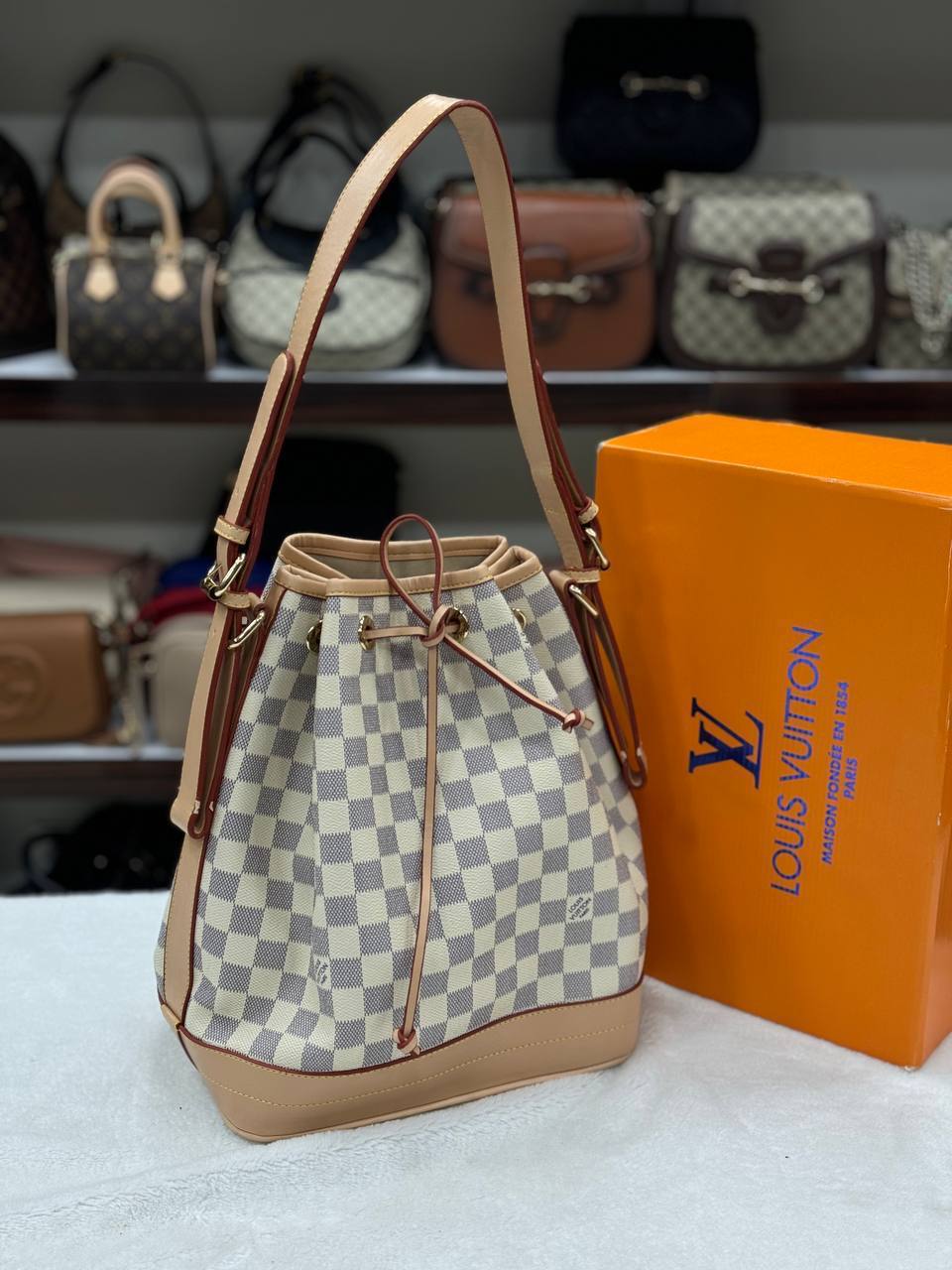 Louis Vuitton Noé Damier Azur Bucket Bag