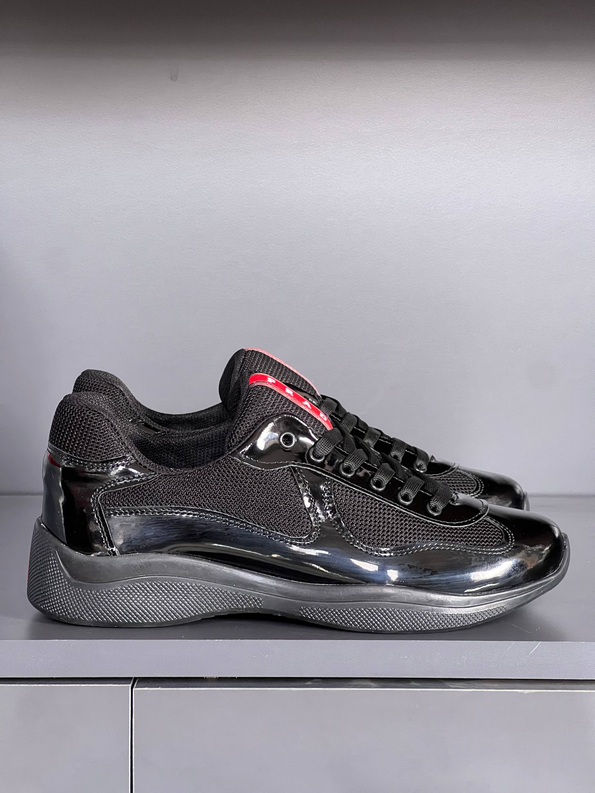 Prada Milano Patent Leather Sneakers Black