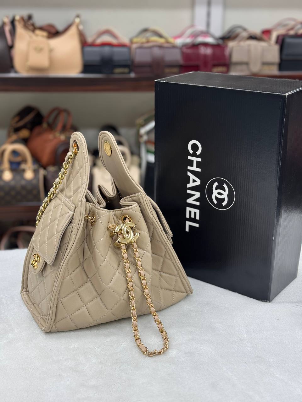 Chanel Gabrielle Suede Beige Bag