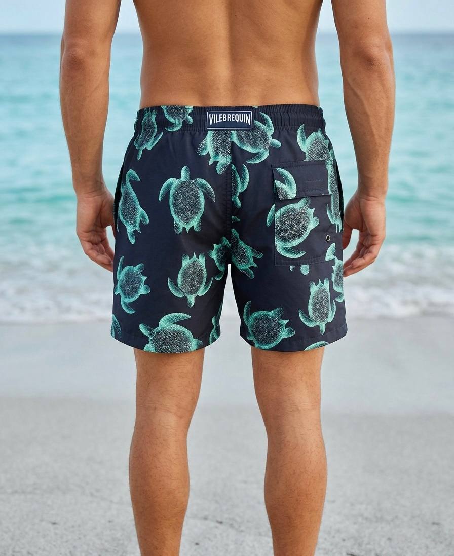 Vilebrequin Turtle Print Swim Shorts Navy