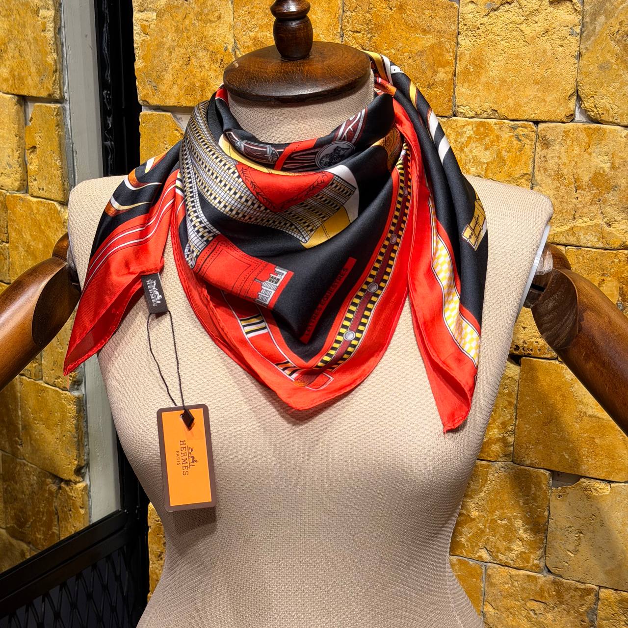 Hermès Cavalcades Silk Scarf Red & Black
