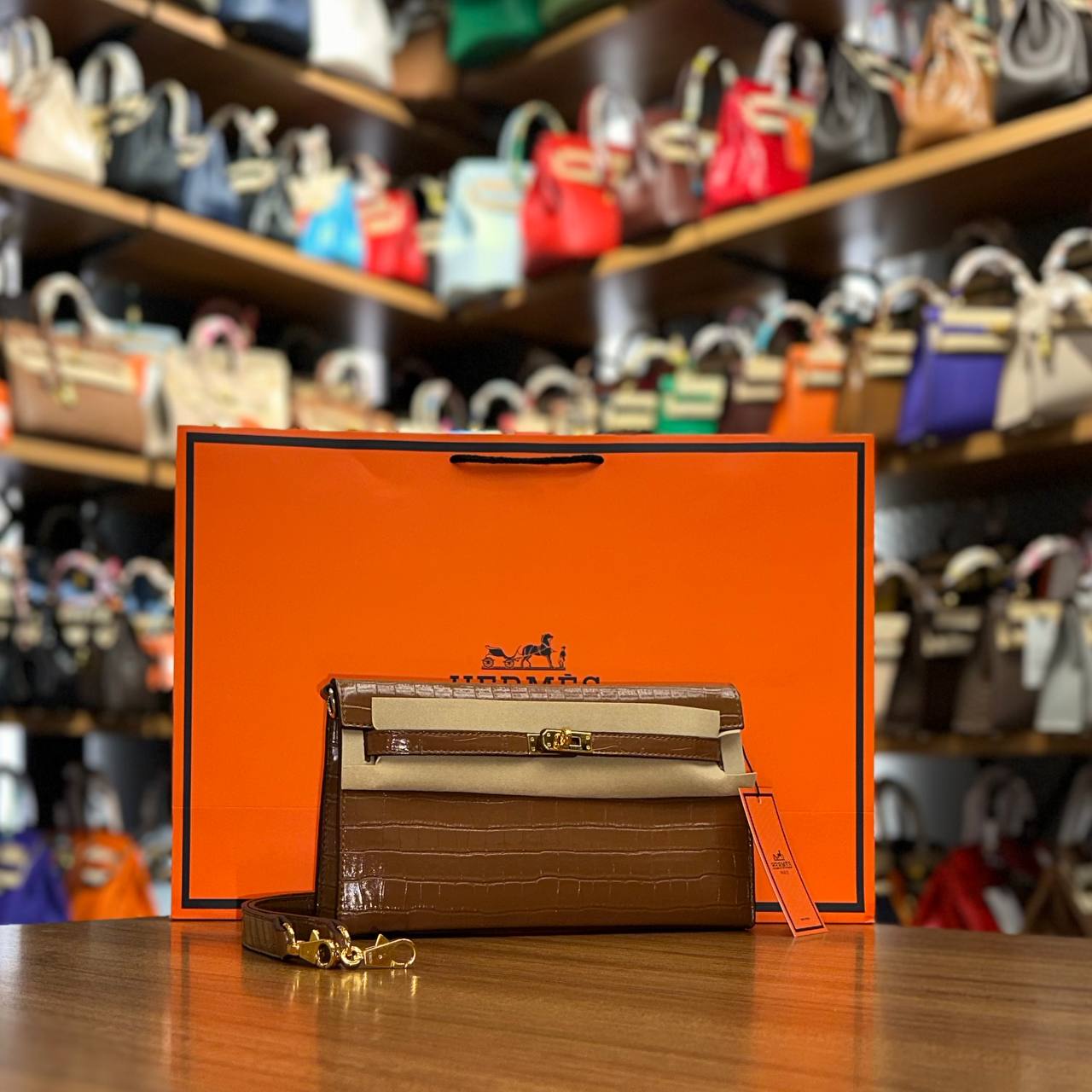 Hermes Kelly Brown Croco
