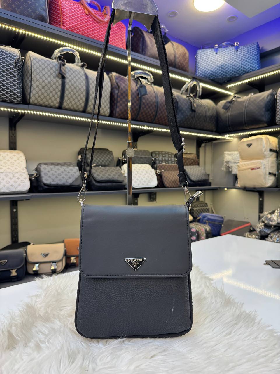 Prada Saffiano Leather Crossbody Bag Black