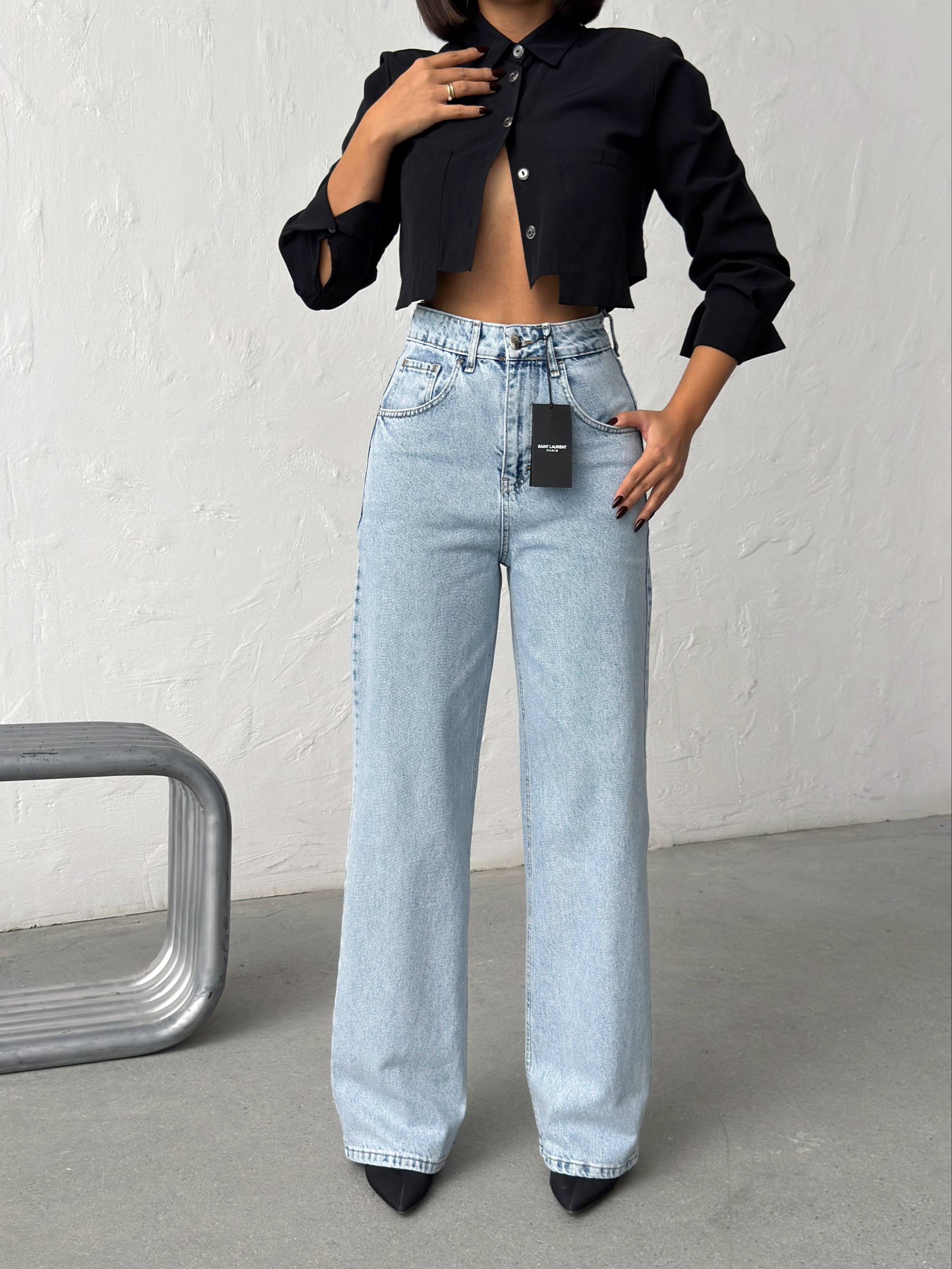 Saint Laurent YSL Logo Jeans Light Blue