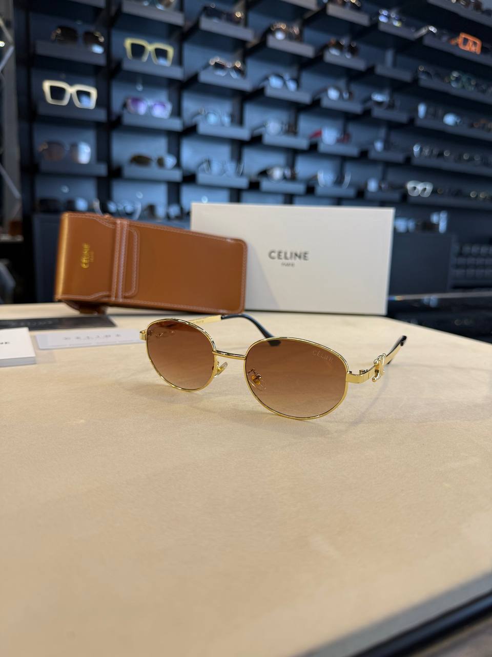 CELINE Triomphe Gold Sunglasses