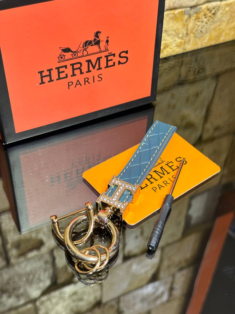 Hermès H Leather Keychain