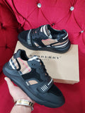 Burberry Check Panel Leather Sneakers Black