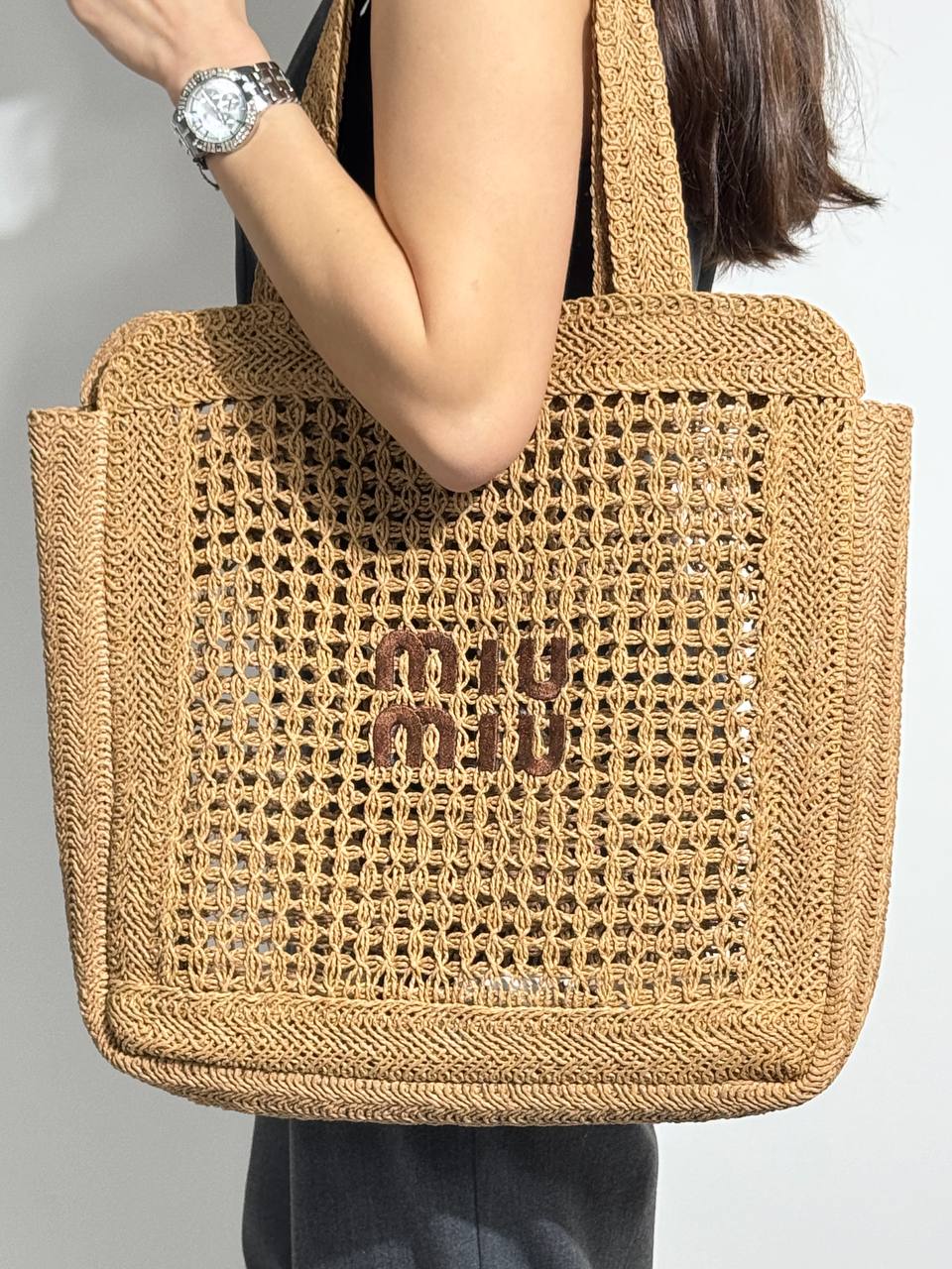 Miu Miu Raffia Tote Bag