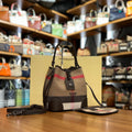 Burberry Check Bucket Bag Brown