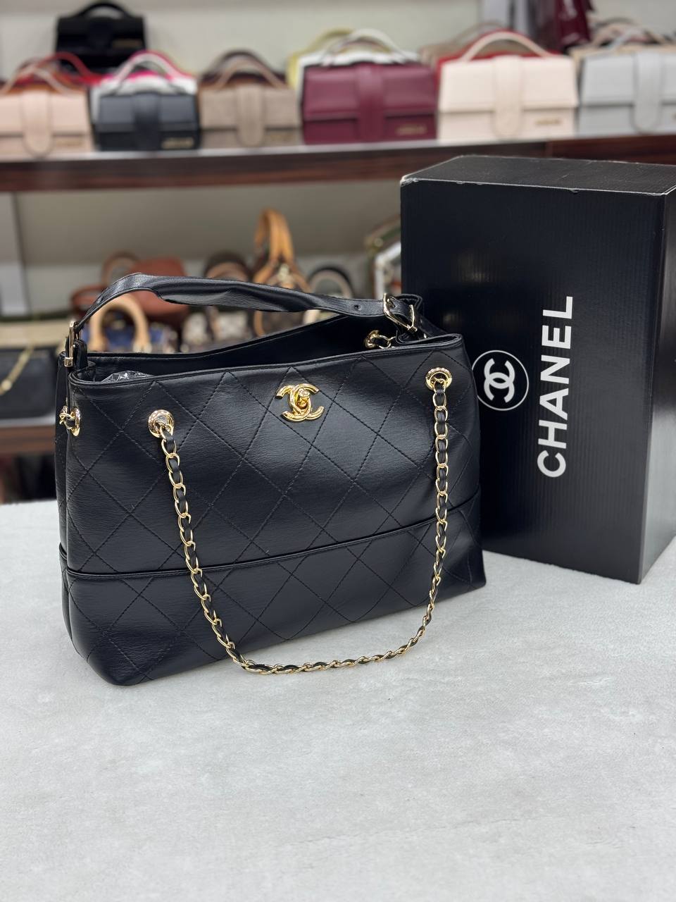 Chanel Quilted Shopper Bag Black