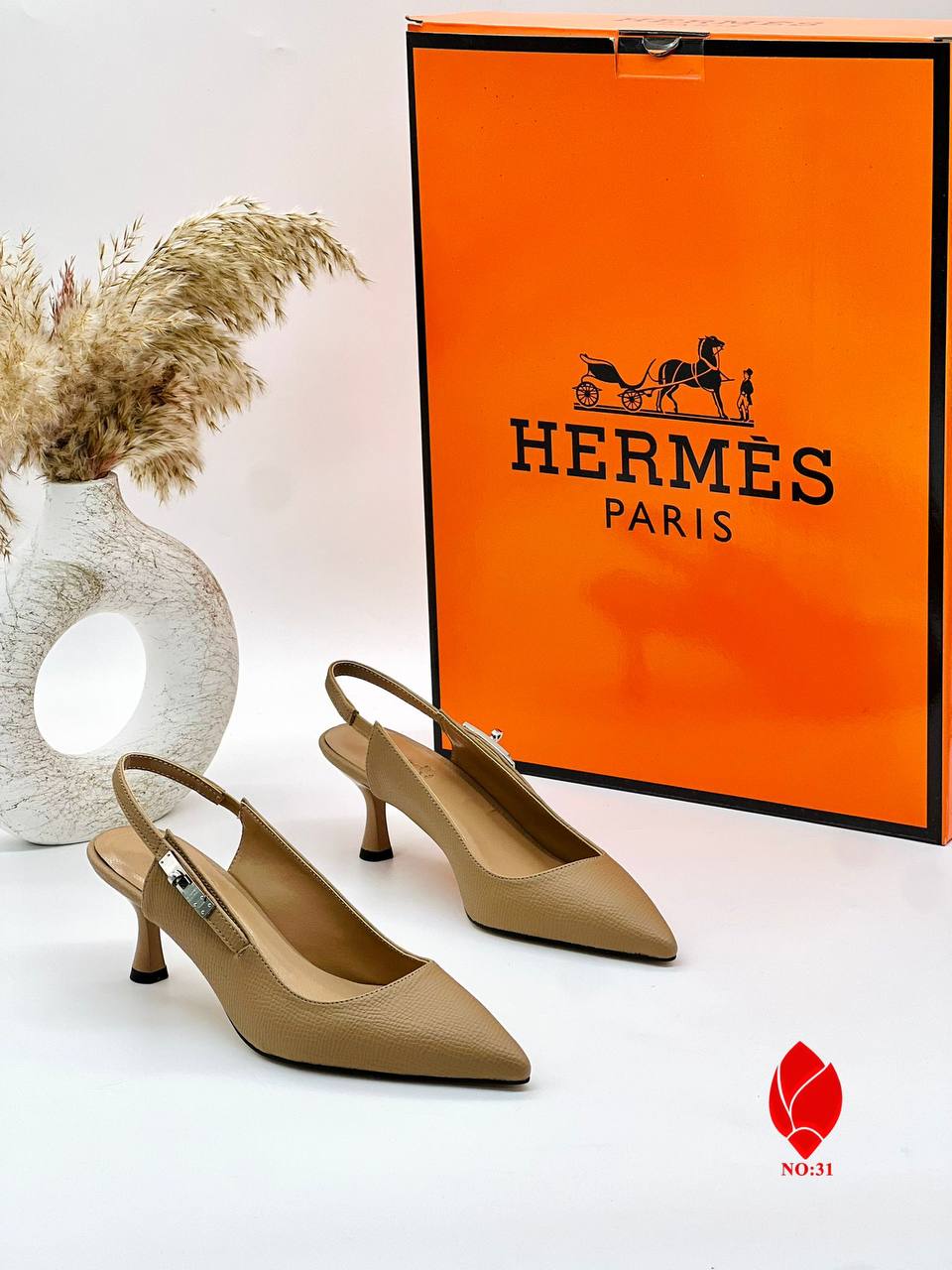 Hermes Kelly Mules Beige