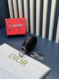 Christian Dior Ζώνη Μαύρη Δερμάτινη με Ασημί Αγκράφα