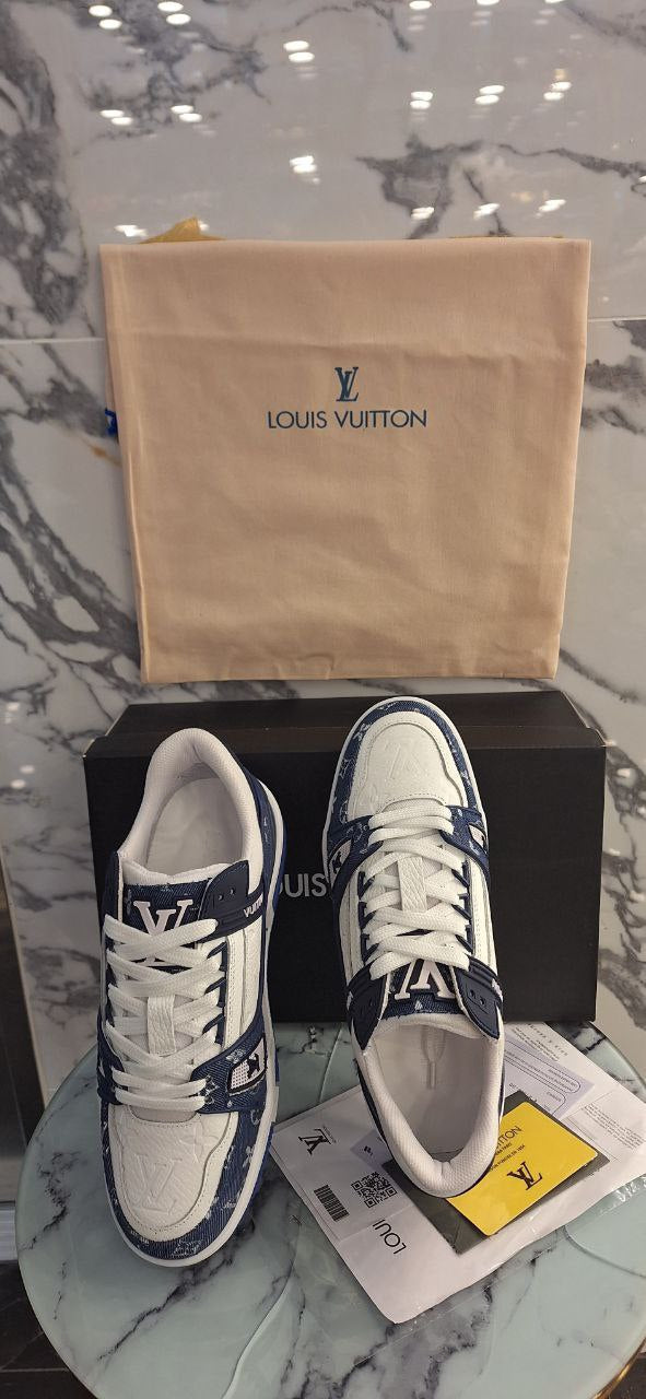 Louis Vuitton Trainer Sneaker Blue Monogram Denim Men