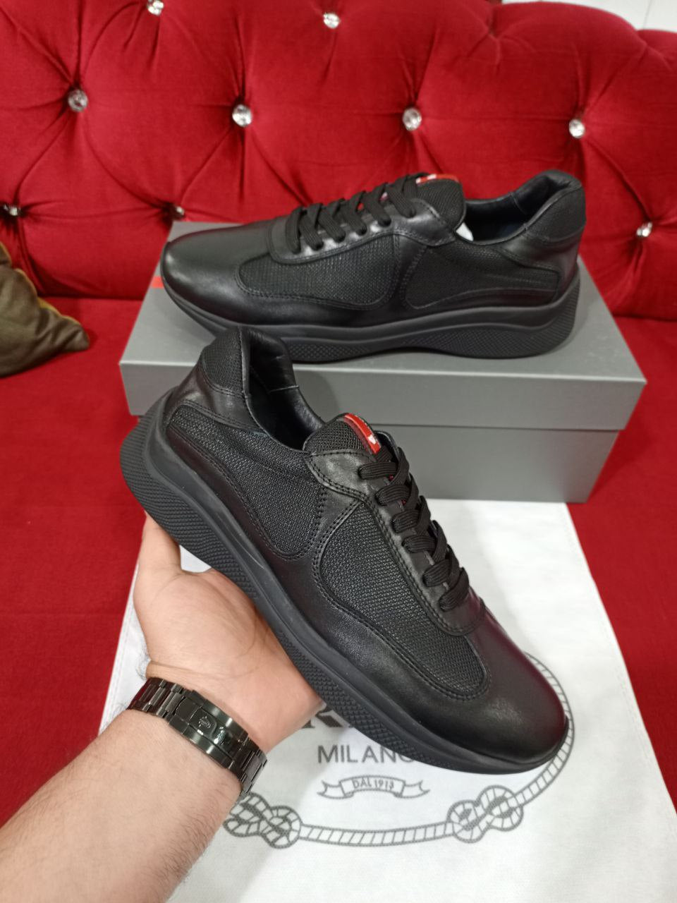 Prada Leather Sneakers Black