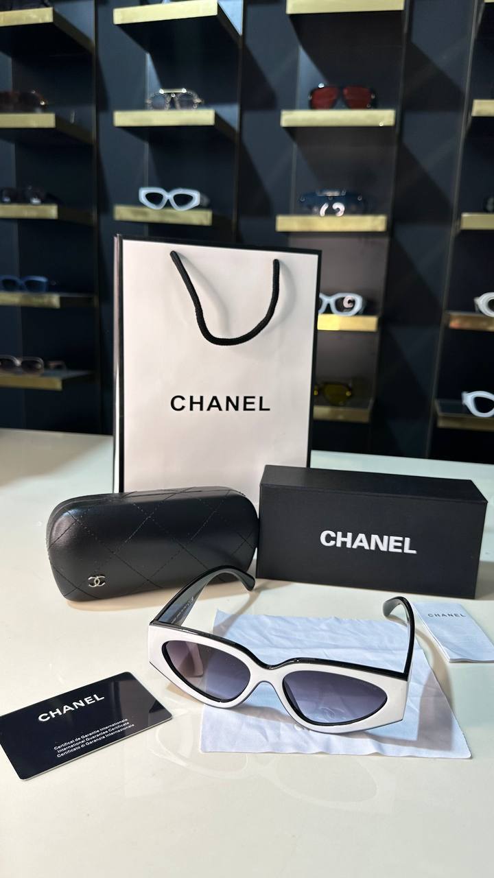 Chanel CC Cat Eye Sunglasses White