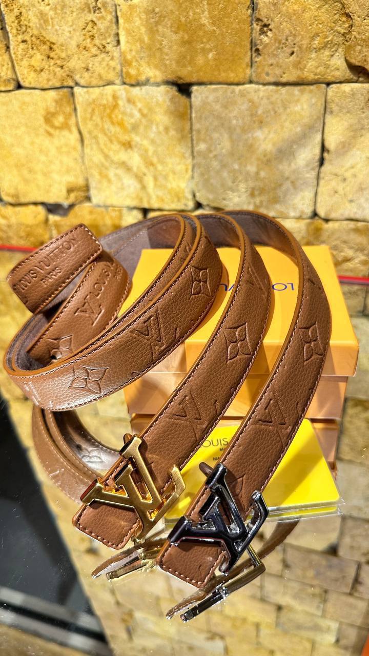 Louis Vuitton LV Initials Monogram Leather Belt Brown