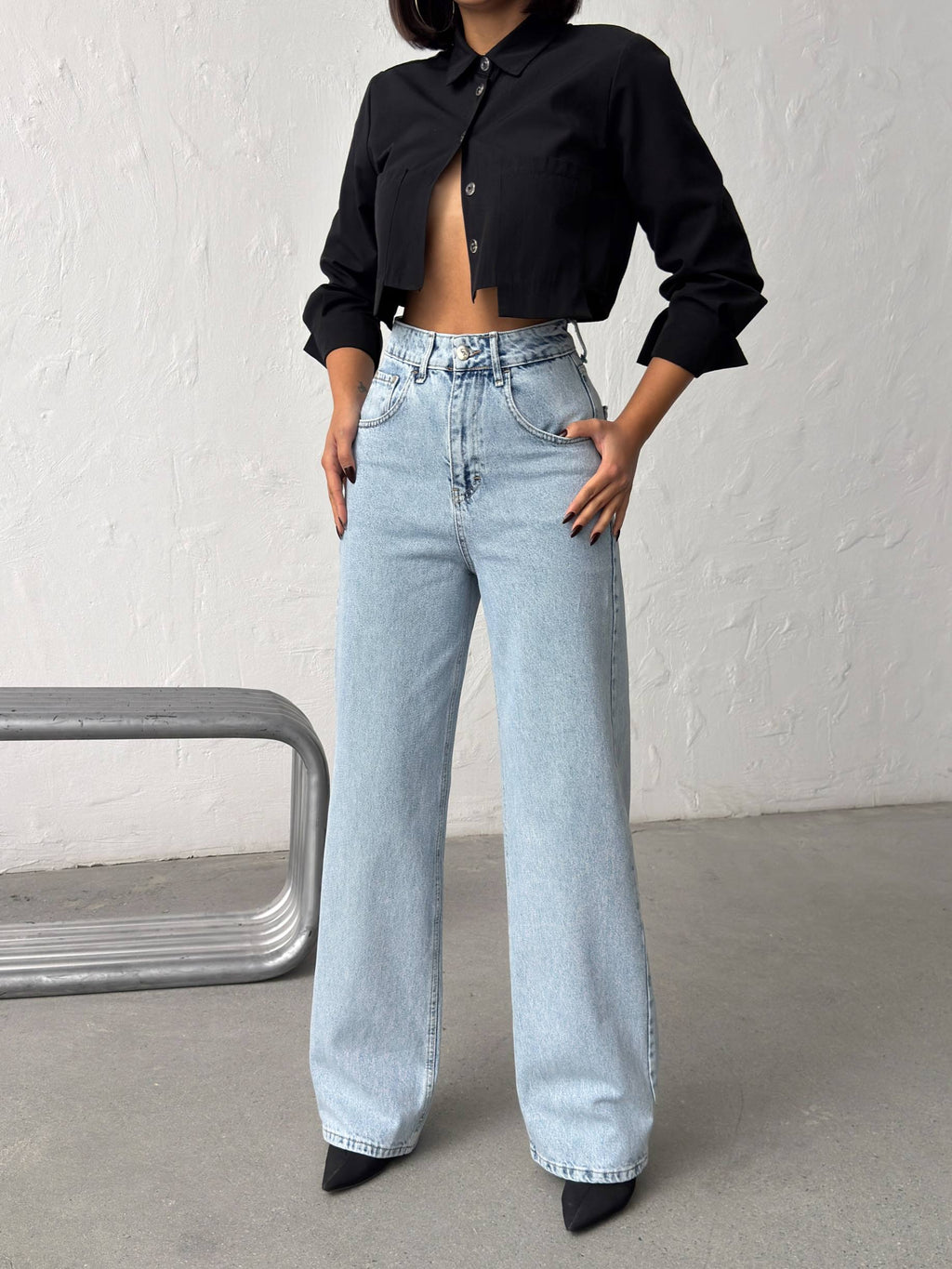 Saint Laurent YSL Logo Jeans Light Blue