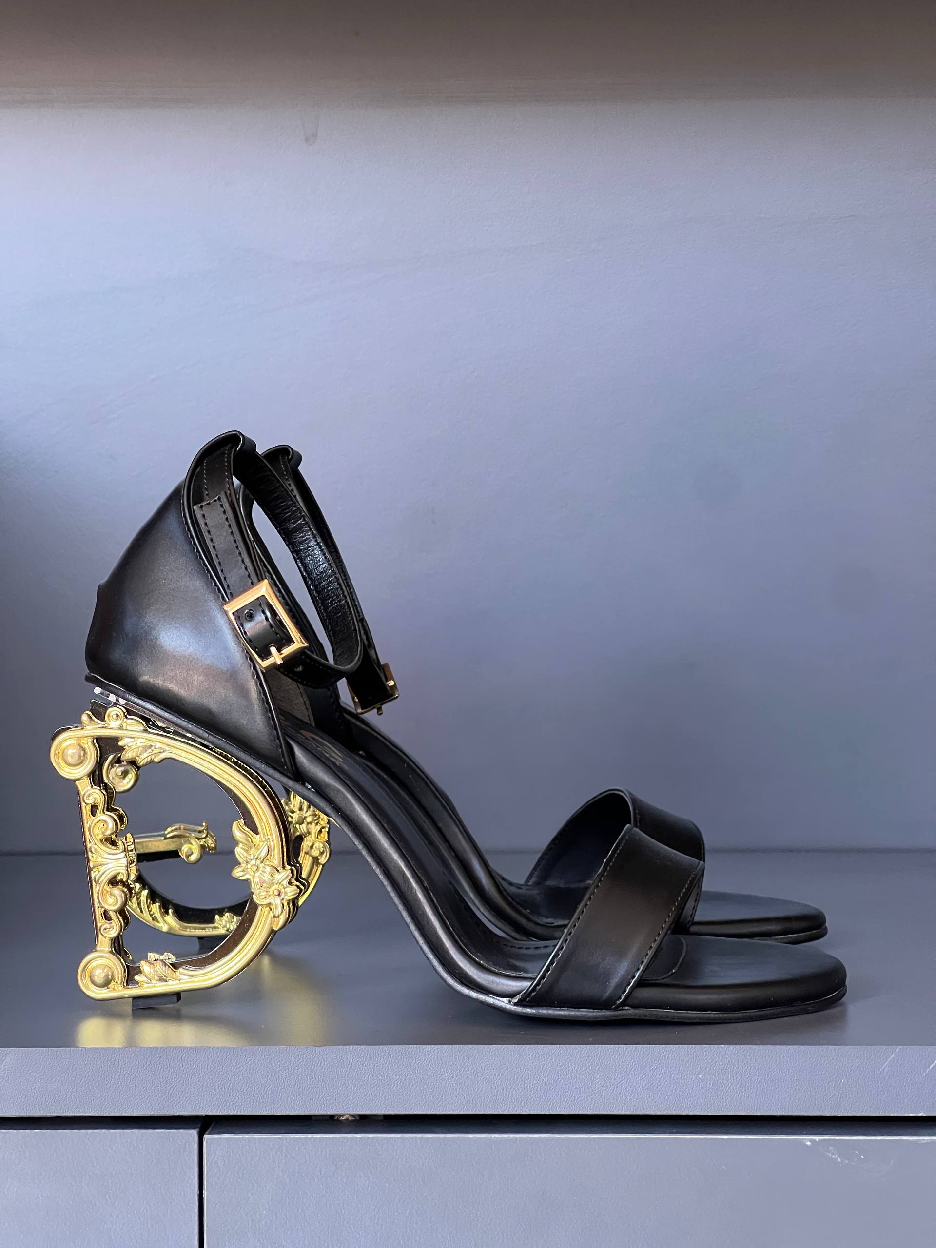 Dolce & Gabbana Baroque Heel Sandals Black