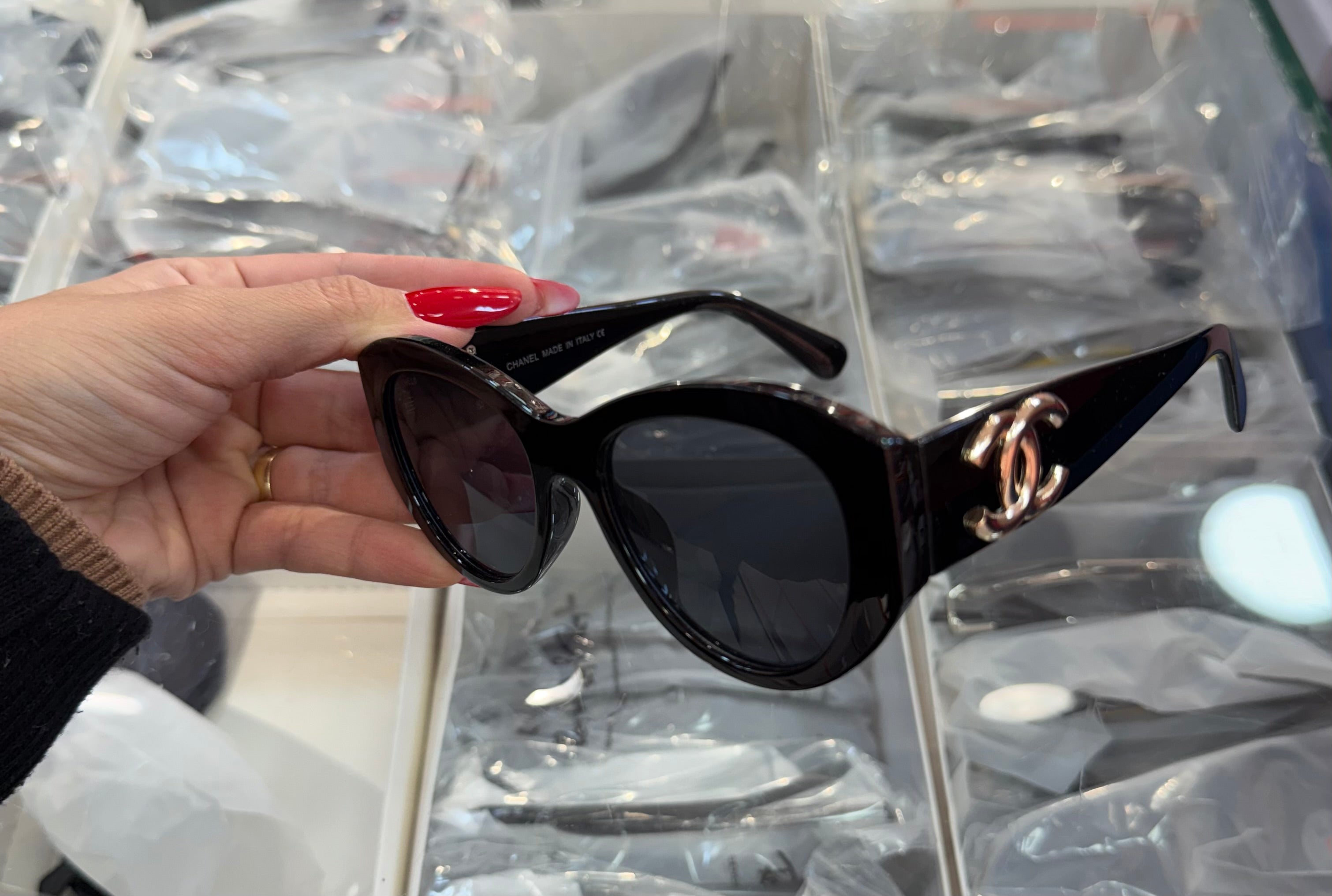 Chanel CC Logo Cat Eye Sunglasses Black