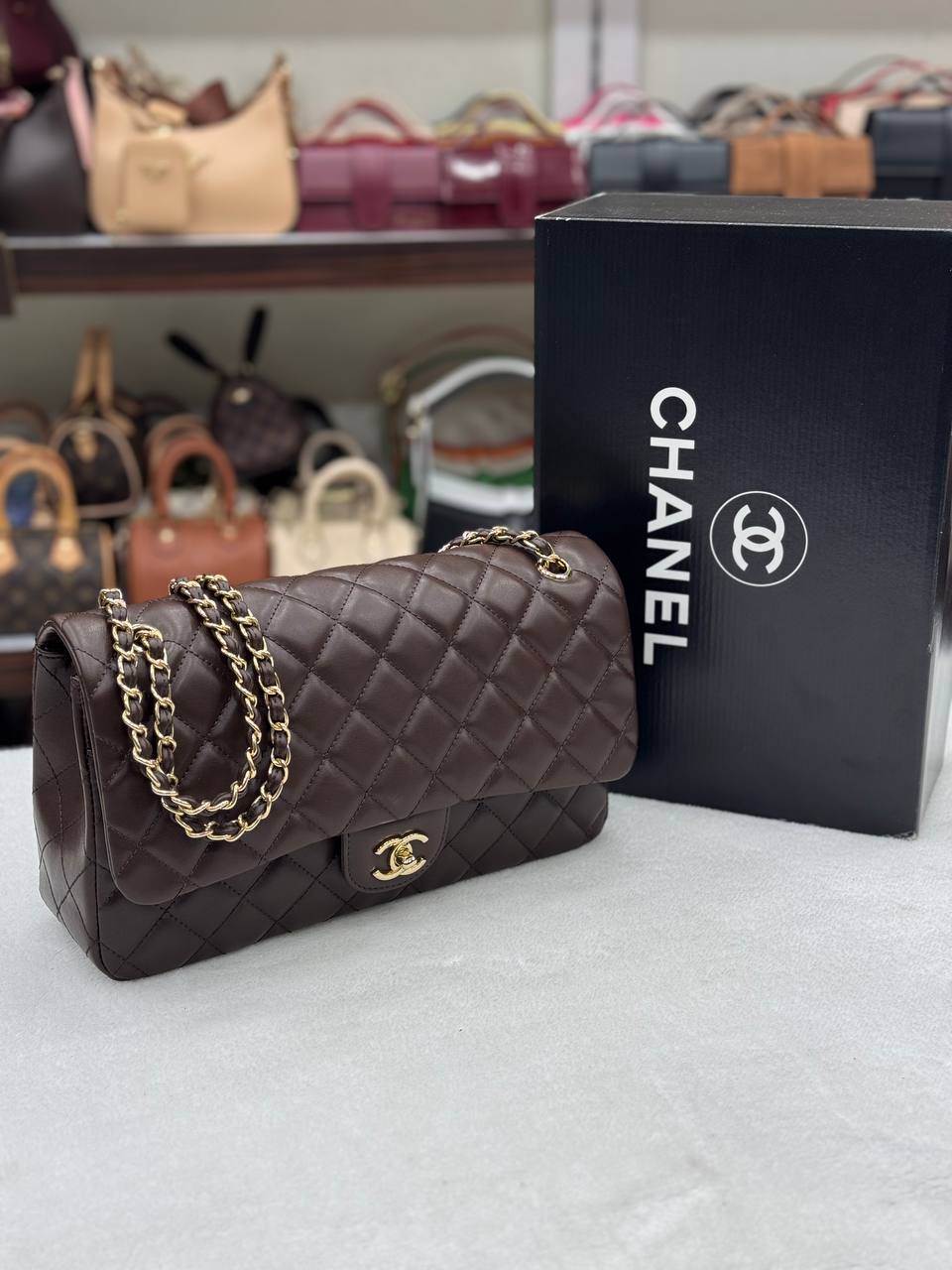Chanel Classic Flap Bag Brown Quilted Leather