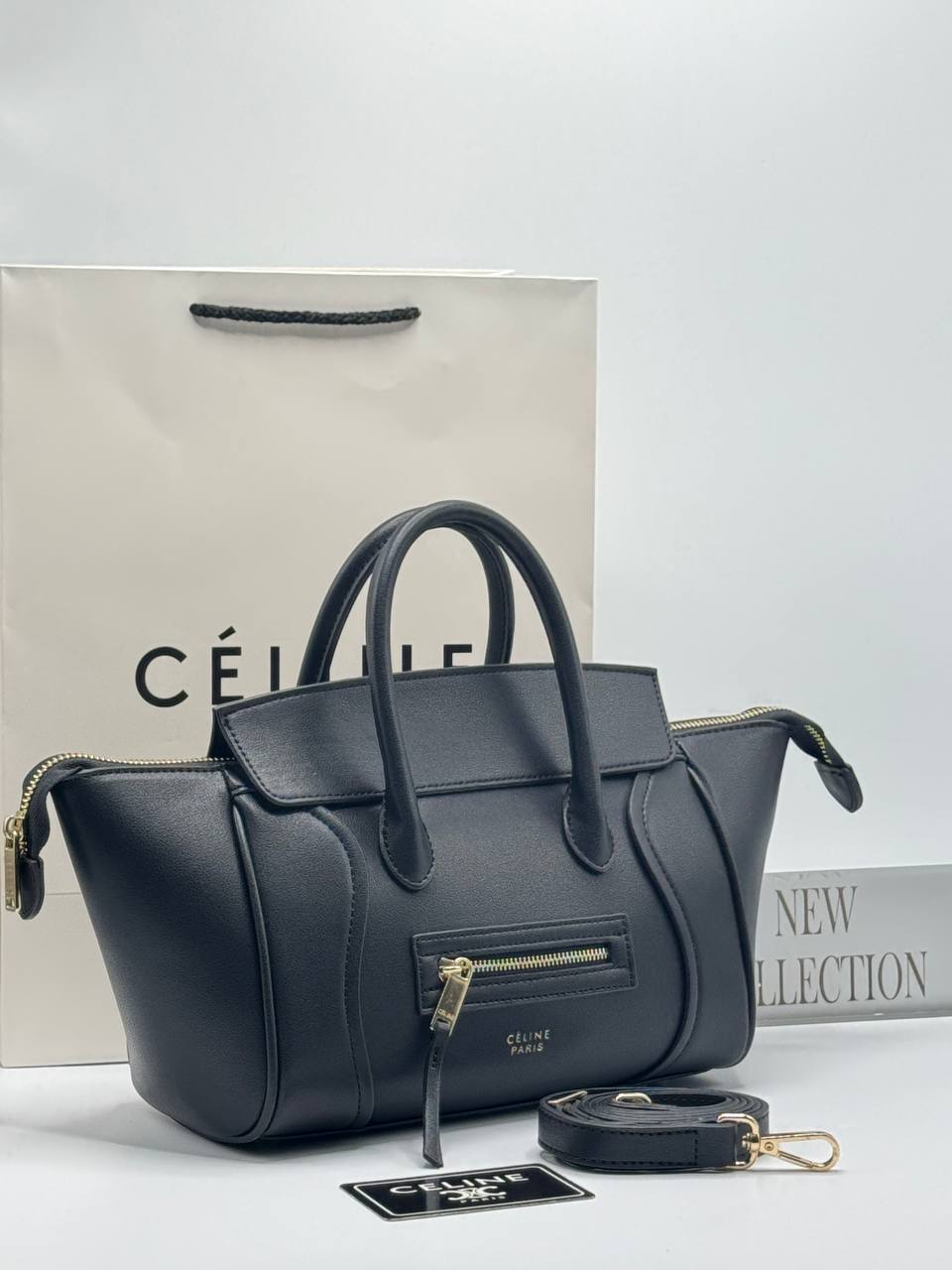 Celine Luggage Leather Bag Black