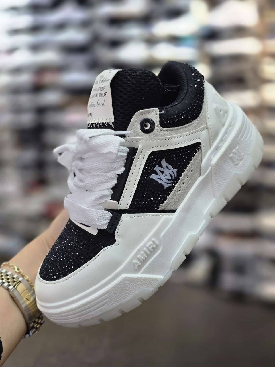 Amiri Crystal Low Top Sneakers Black White