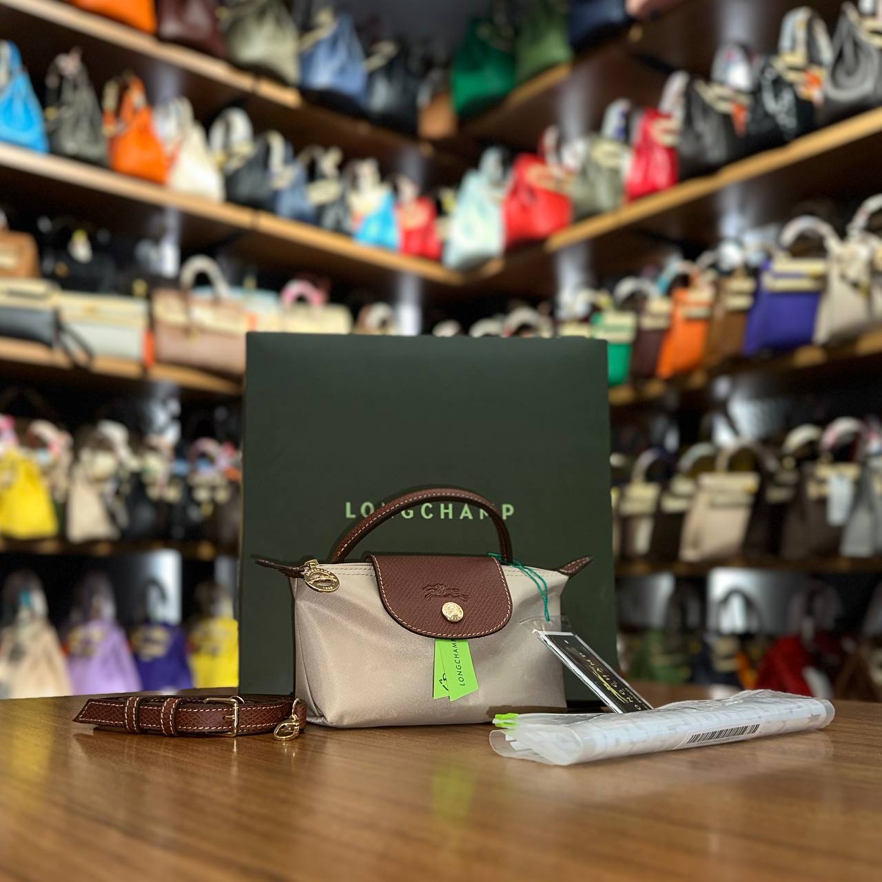 Longchamp Le Pliage Mini Pouch Beige