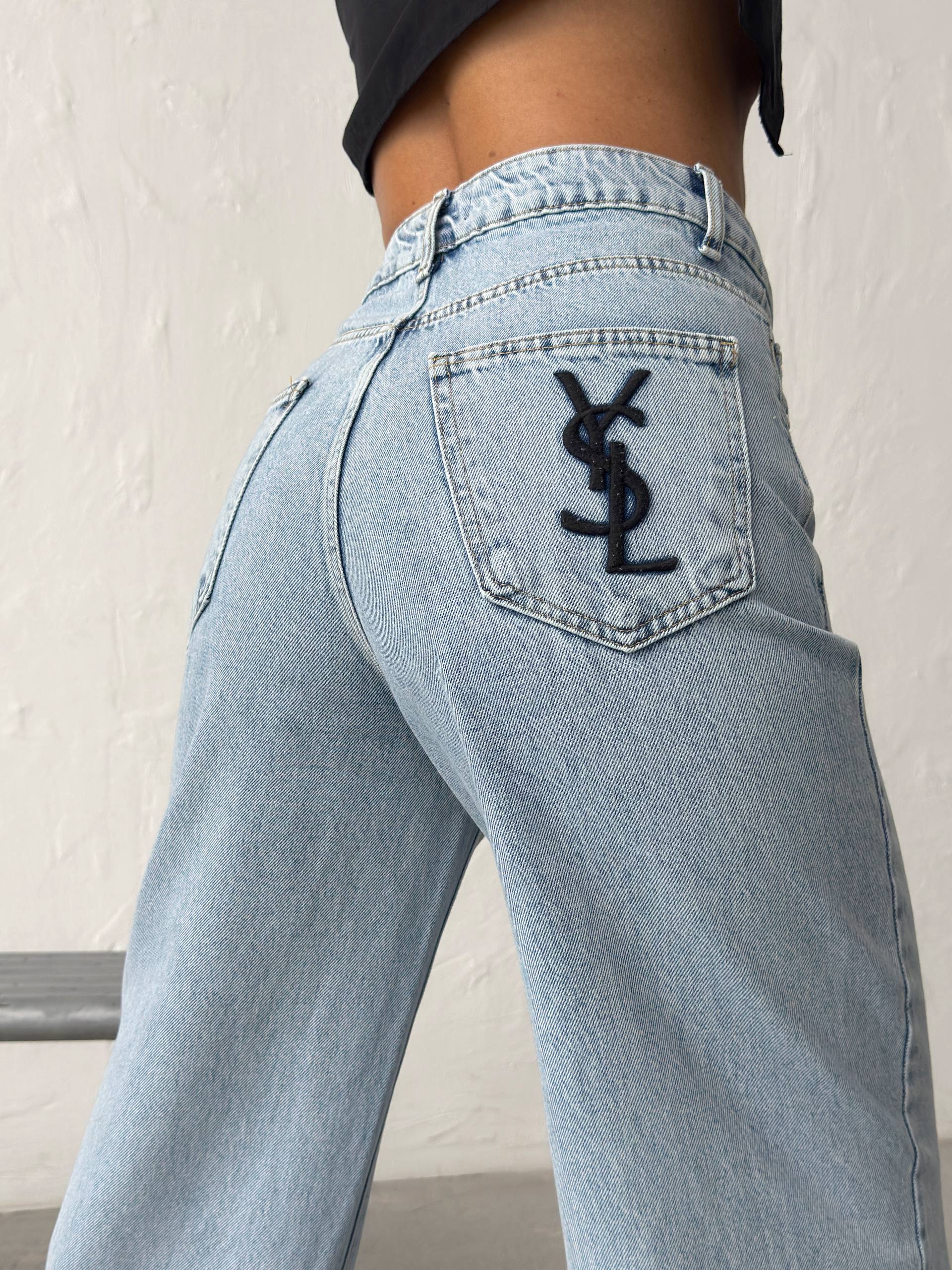 Saint Laurent YSL Logo Jeans Light Blue