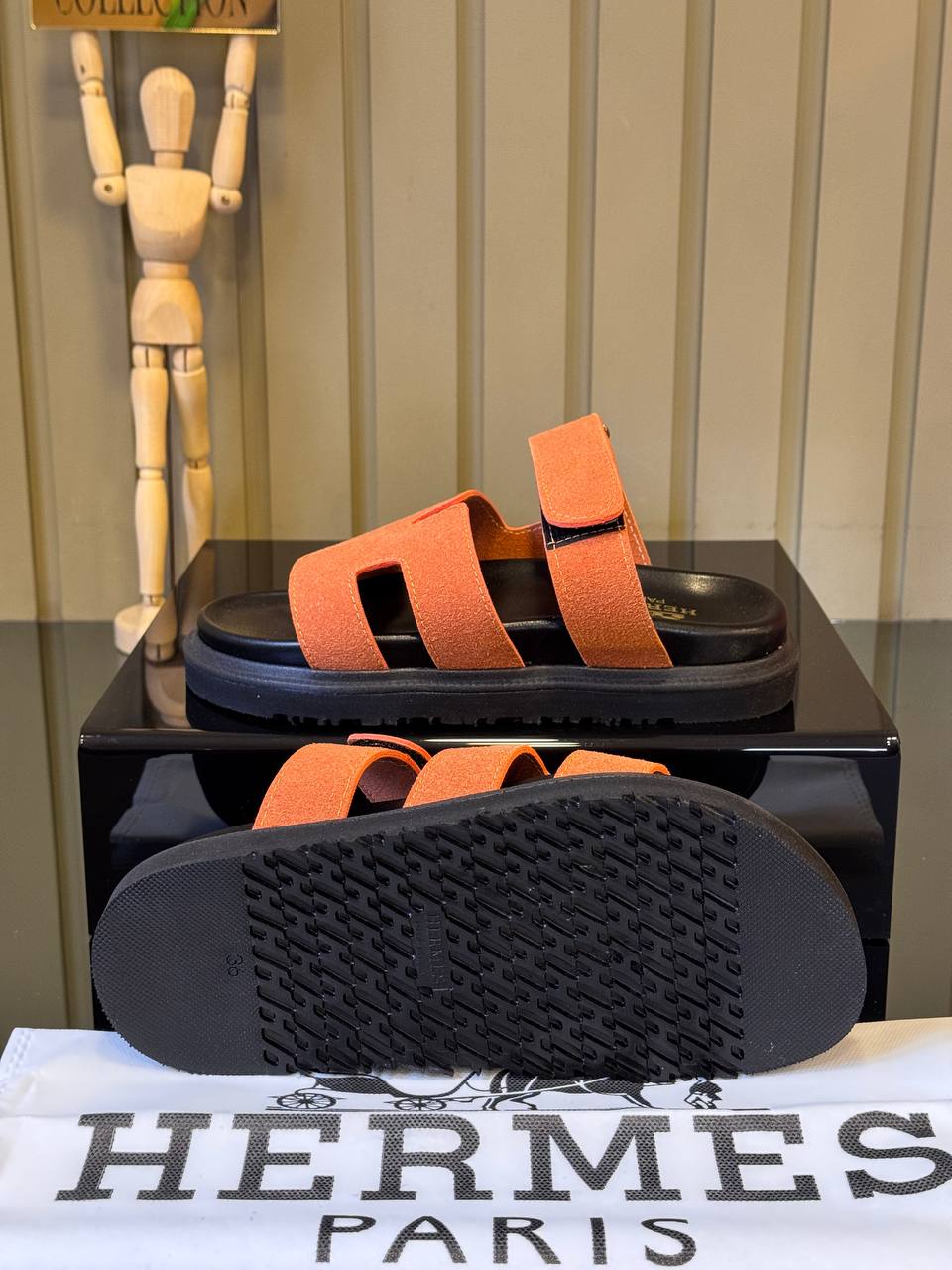 Hermes Chypre Sandals Orange